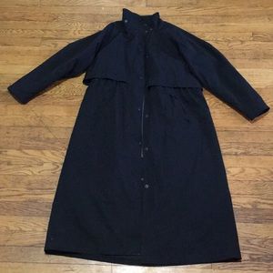 Black L.L. Bean Lined Trench Coat Petite Small